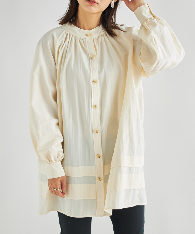 WEB限定】タックデザインボリューム袖ミニワンピース