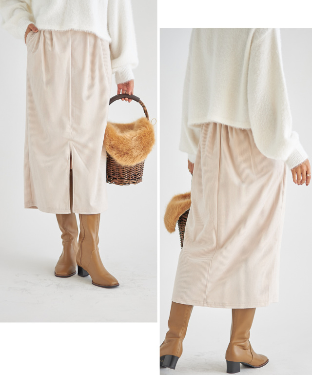 WEB限定】センタースリットコーデュロイスカート