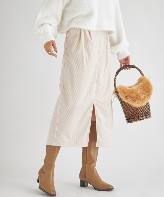 WEB限定】センタースリットコーデュロイスカート