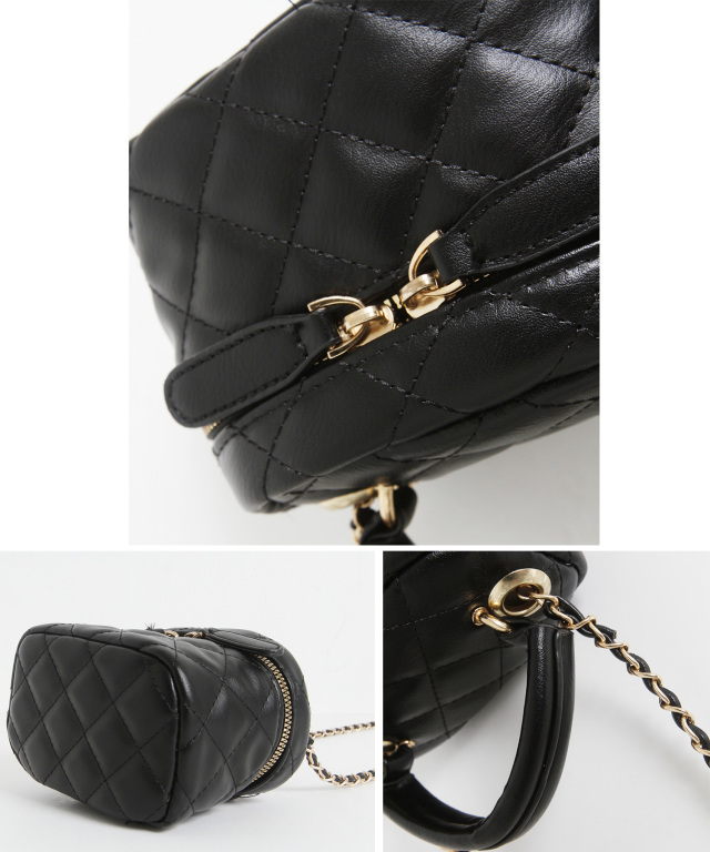 【希少タイプ】バリー★半円型キルティングハンドバッグ　黒 STYLEBLOCK ショルダーバッグ バッグ キルティングPUレザー半月