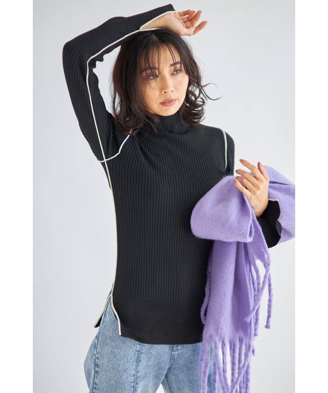 トップス rina WEB限定】バイカラーニットトップス