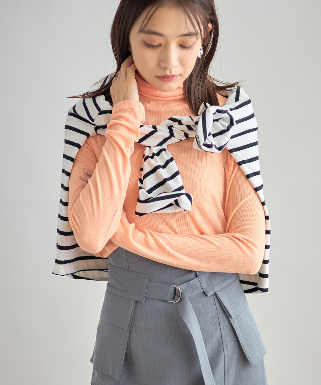 WEB限定】シアーカットリブゆるタートルプルオーバー