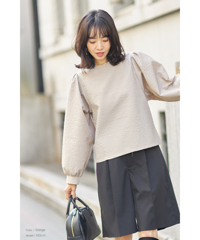 ドットエンボスコットン2wayブラウス WEB限定】前後2WAYエンボス加工フラワー柄ブラウス