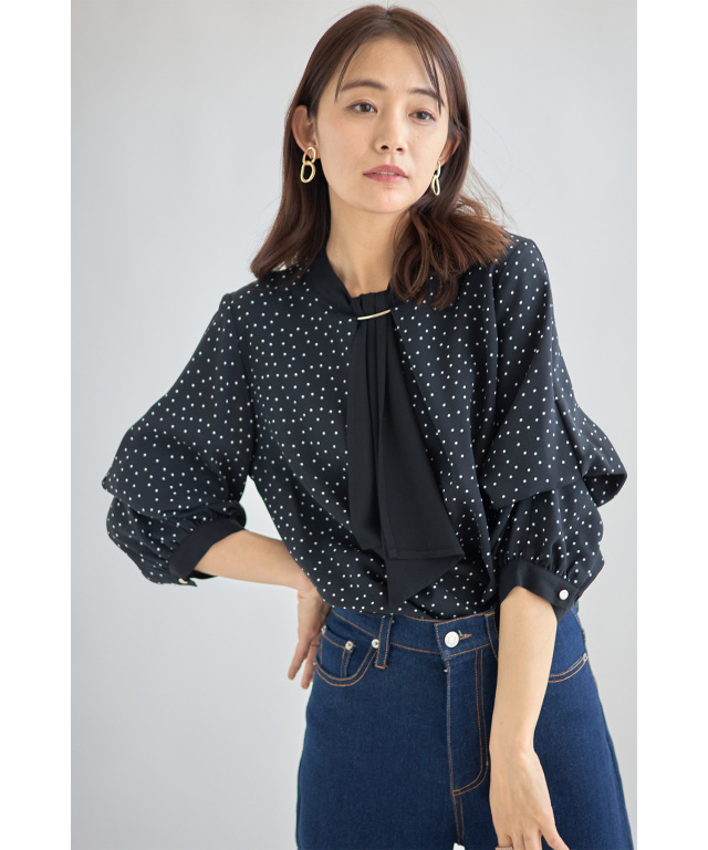 【WEB限定】袖２WAYポーラランダムドットブラウス