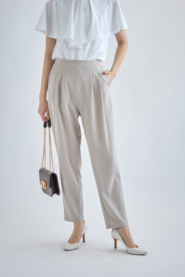 【新品】pelleq tucked trousers 20ss レモン リネン pelleq / loose fit trousers (oats,charcoal) | JUQUI Online