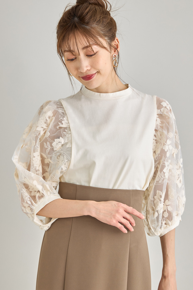 TUNIQUE BLOUSE(Indigo Tulle gold heart print ) (BONJOUR