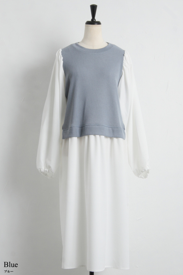美品♡トゥービーシック　レーヨンナイロンニットドッキング ワンピースネイビー44 トゥー ビー シック TO BE CHIC レーヨンナイロンニット