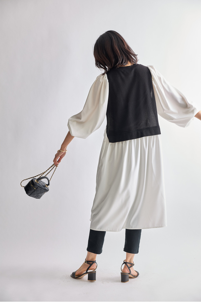 完売品✨ナゴンスタンス　ドッキングワンピース　レイヤード風　日本製　M 完売品✨ナゴンスタンス ドッキングワンピース レイヤード風