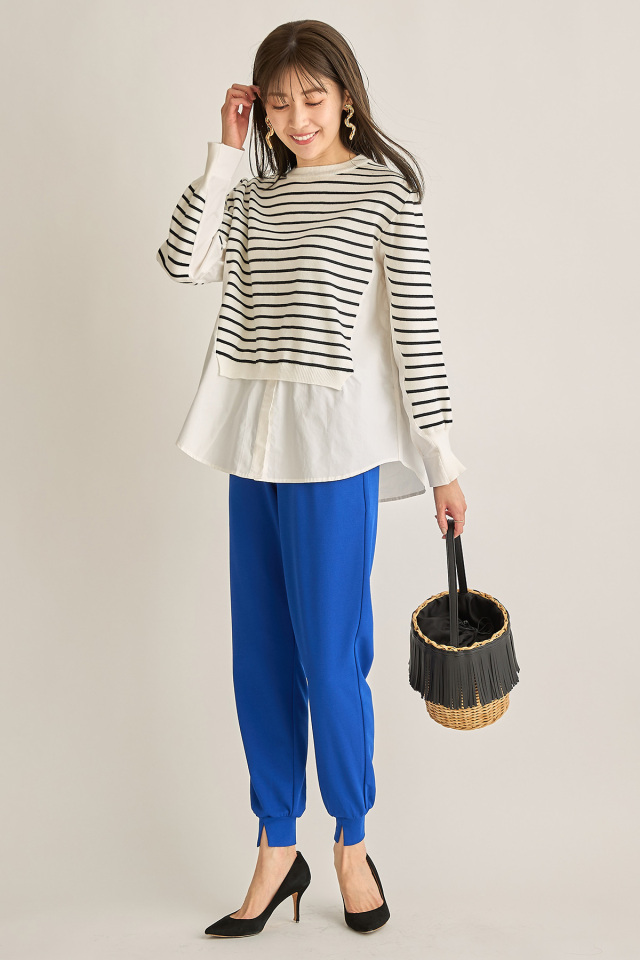 WEB限定】カットジョーゼットジョガーパンツ