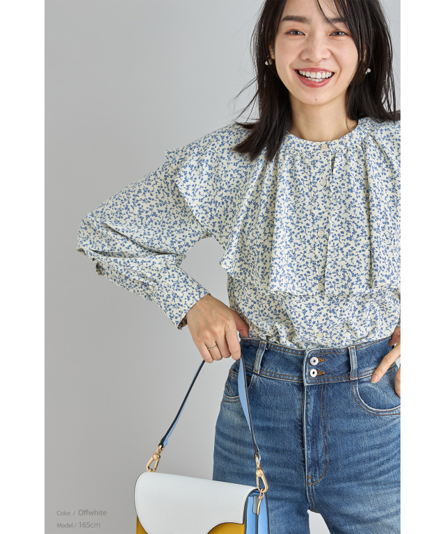 リネンEnglish gardenラッフルカラーブラウス ラッフルカラーブラウス[品番：MKSW0041966]｜dazzlin（ダズリン