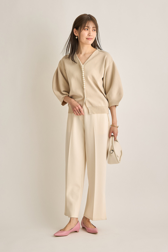 美品✨アンミヌ24awパールニットカーディガンUNMINOUボリュームスリーブ 美品✨アンミヌUNMINOUパールニットカーディガン24awボリューム