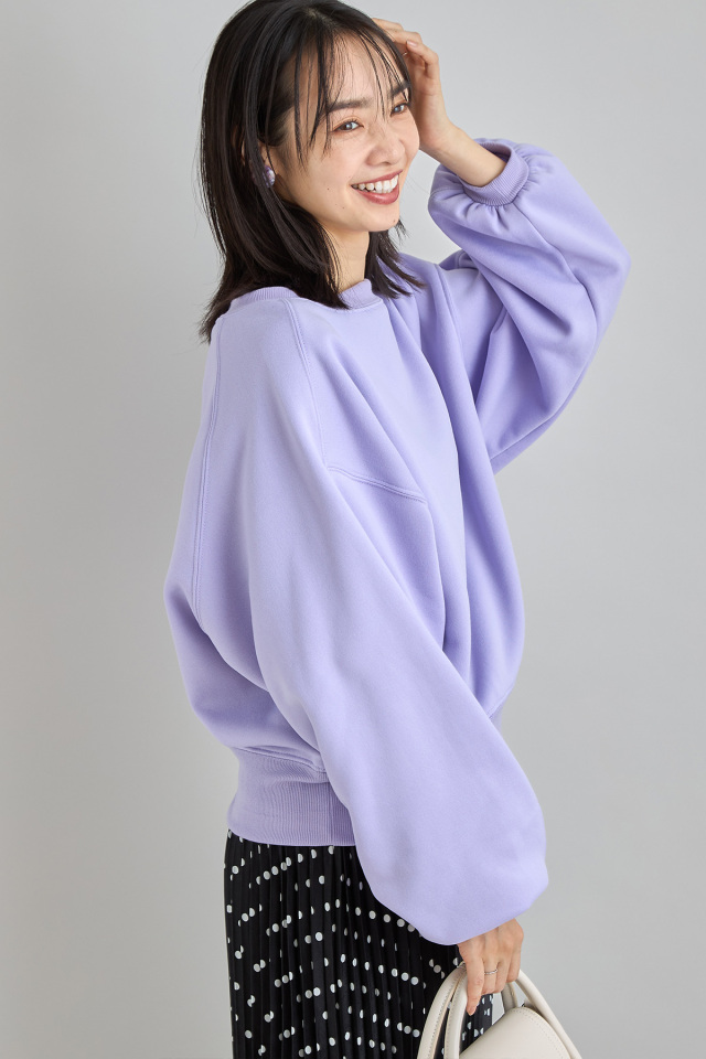 ふわ軽裏起毛スウェットラグランプルオーバー