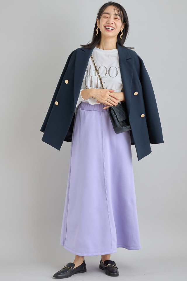 Yueqi Qi 23AW PURPLE SOLAR スカート　更にお値下げ中‼️ ふわ軽裏起毛スウェットサイドリブスカート※一部店舗のみ入荷