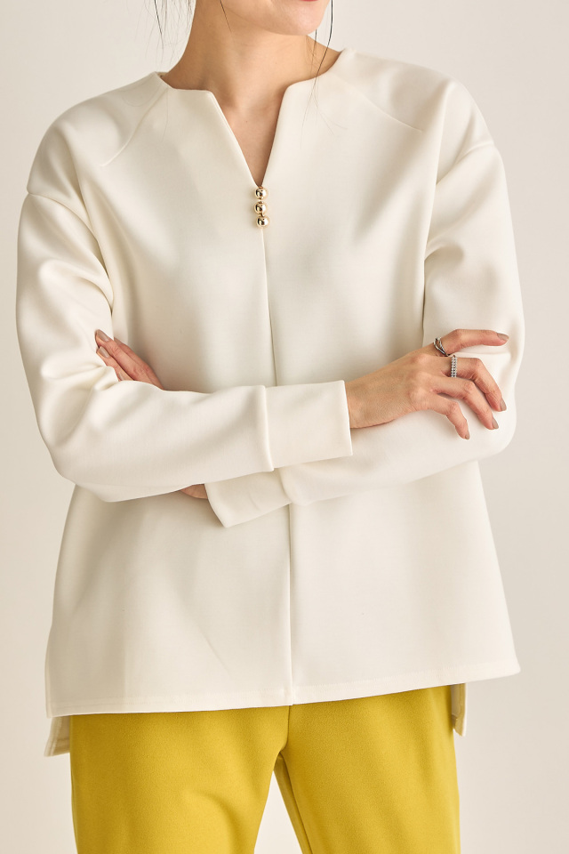 JENNI love スウェット パール付ダンボールニットプルオーバー