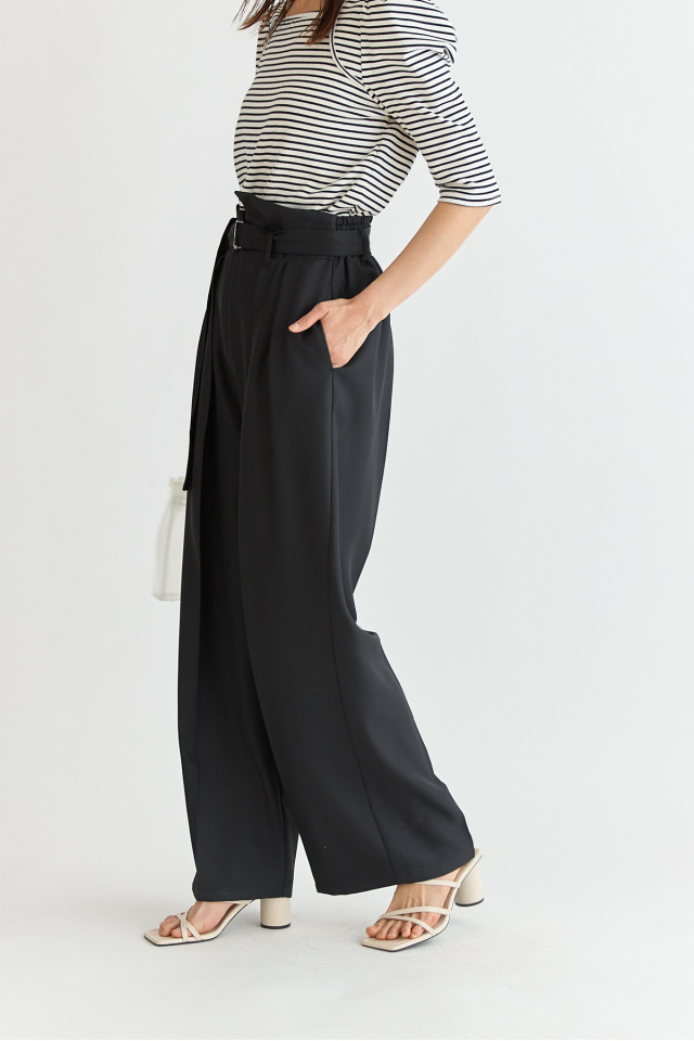 折り返しベルトセンタープレスワイドパンツ