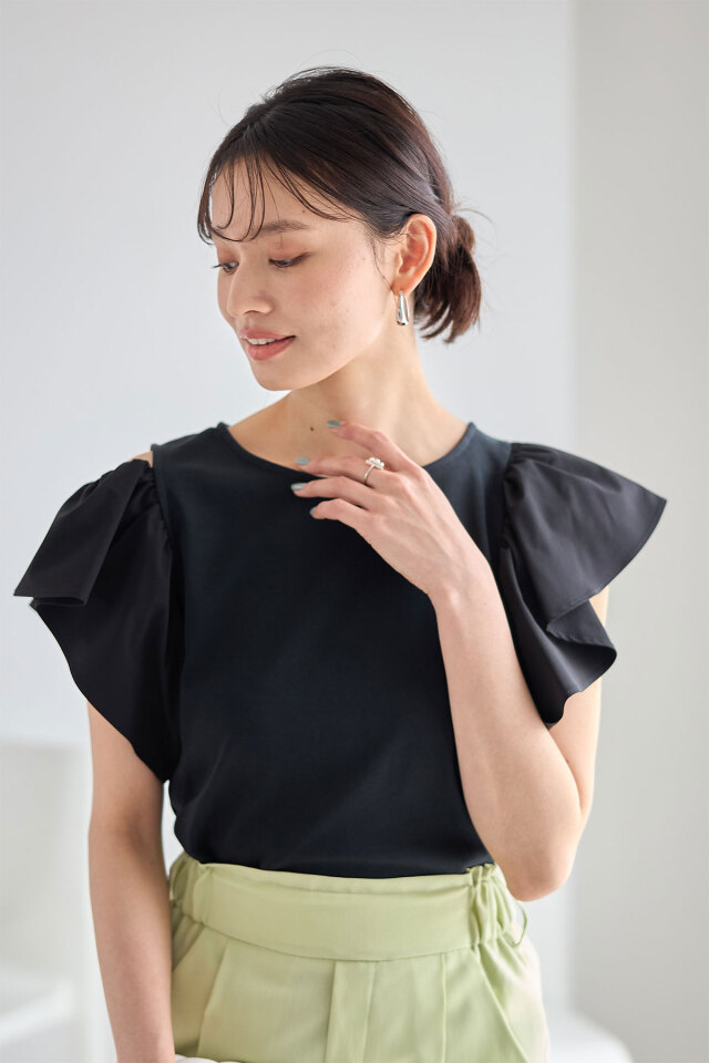 肩出しフリル 2color レディース オフショルダーニット フリル 肩出し トップス プル