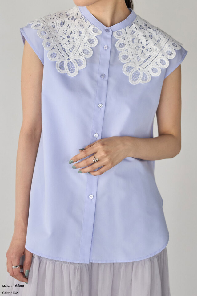 WEB限定】レース衿ブラウス