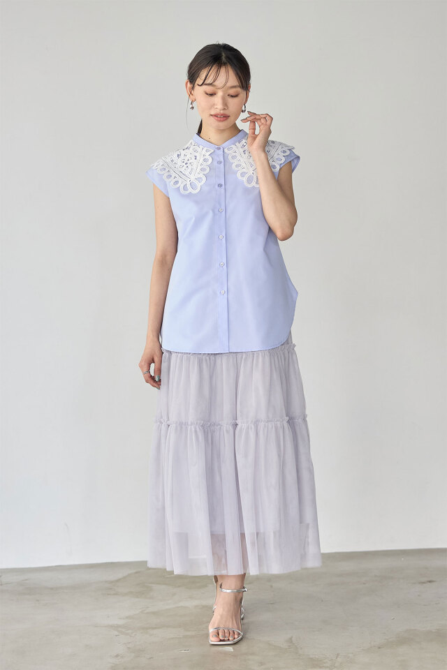 WEB限定】レース衿ブラウス