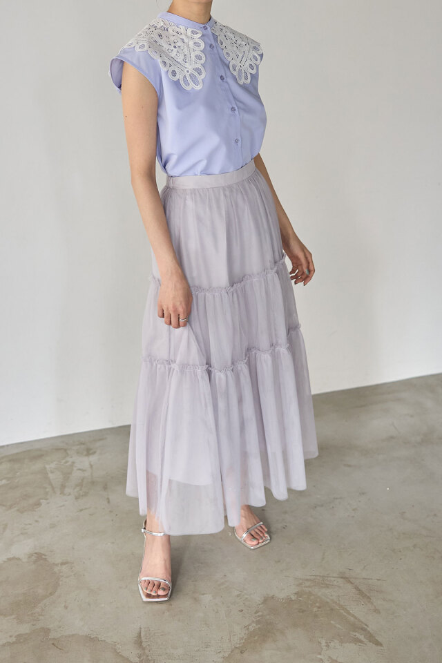 新品 E KEBURIA レース衿 リネン ワンピース ブラウス S 新品 GEORGE KEBURIA レース衿 リネン ワンピース ブラウス S