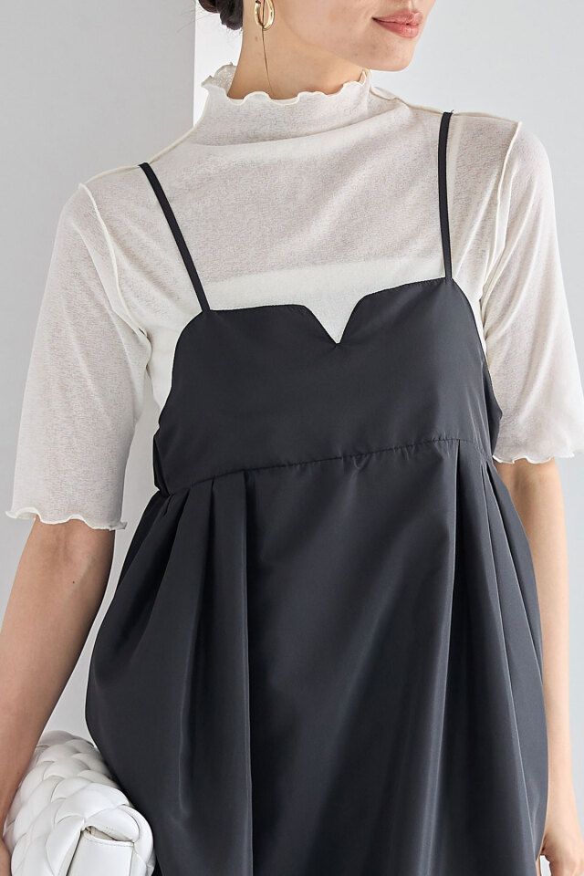 シアーネット半袖ハイネックプルオーバー※一部店舗のみ入荷