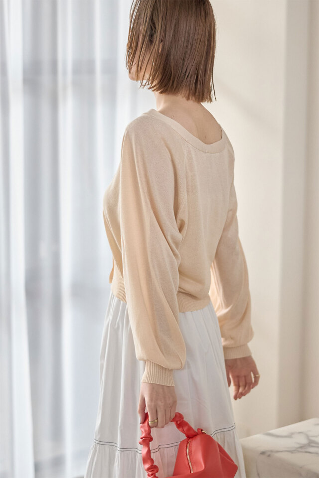 シアーラグランスリーブニットカーディガン