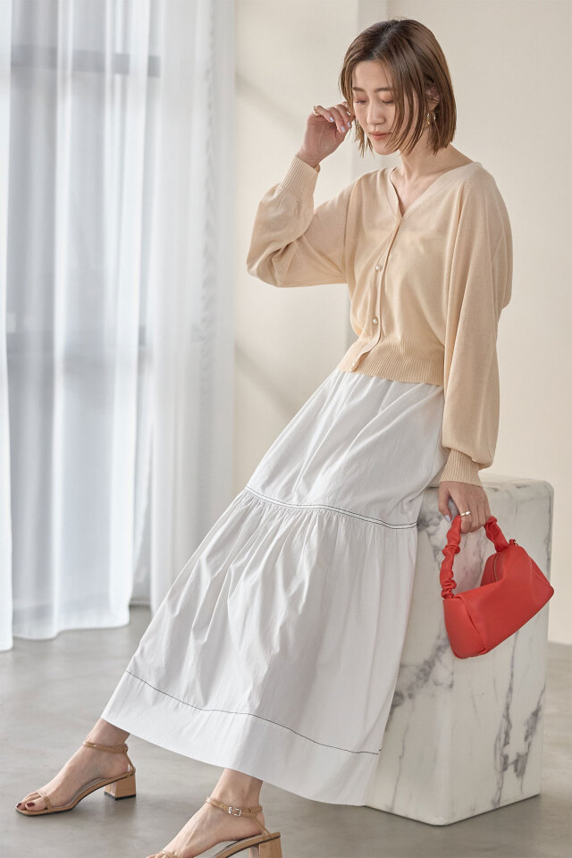 シアーラグランスリーブニットカーディガン