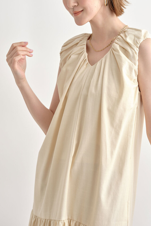 WEB限定】ノースリーブギャザーワンピース