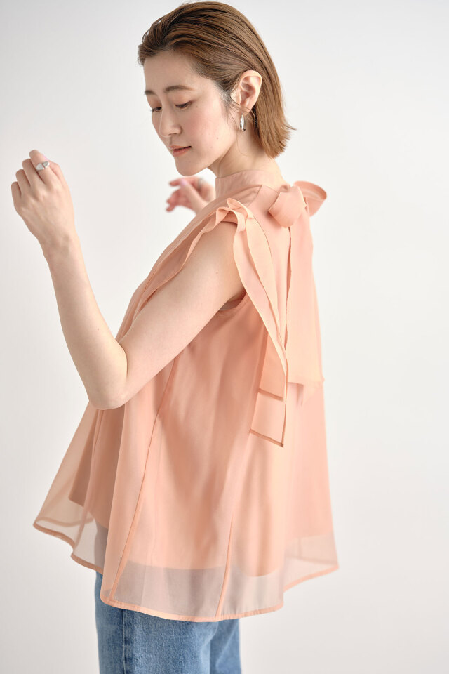WEB限定】バックリボンオーガンジーブラウス