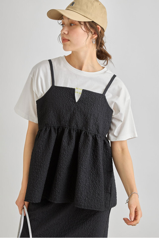 ふくれジャガードキャミトップス