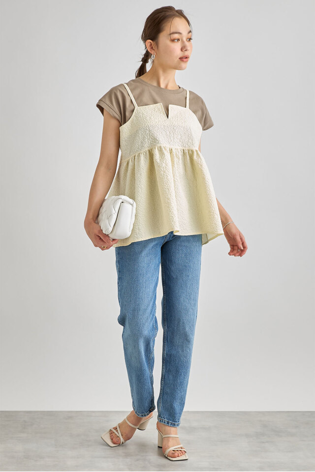 ふくれジャガードキャミトップス