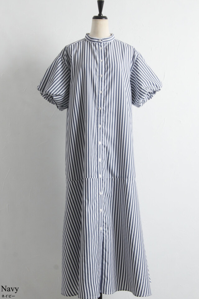 WEB限定】バルーンスリーブマーメイドストライプワンピース