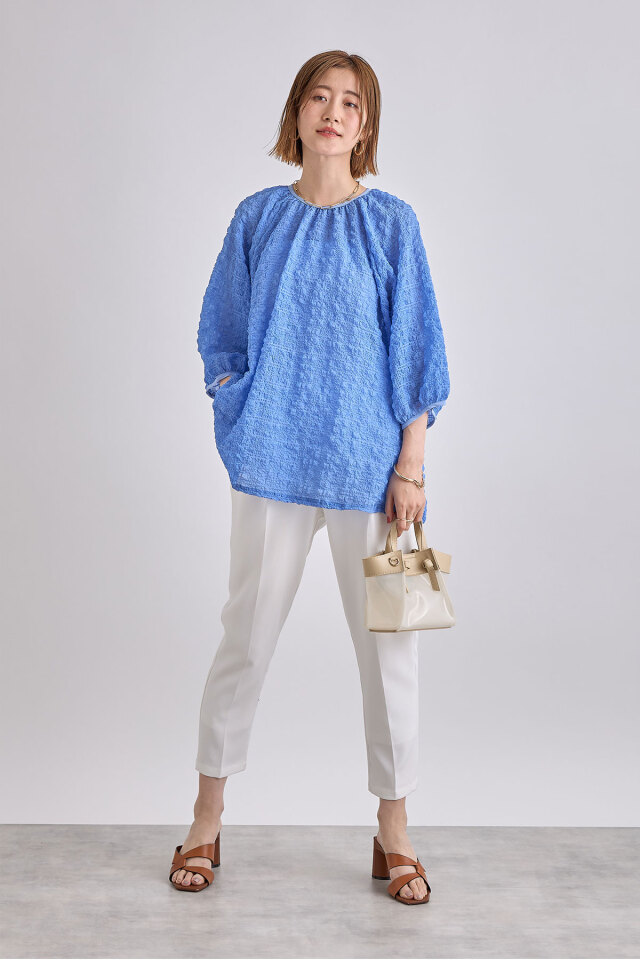 HYEON シアージャガードブラウス へヨン hyeon シアージャガードブラウス jacquardblouse