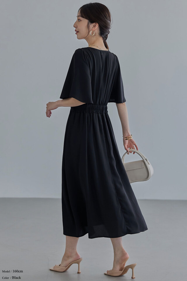 WEB限定】Vネック前釦開きワンピース