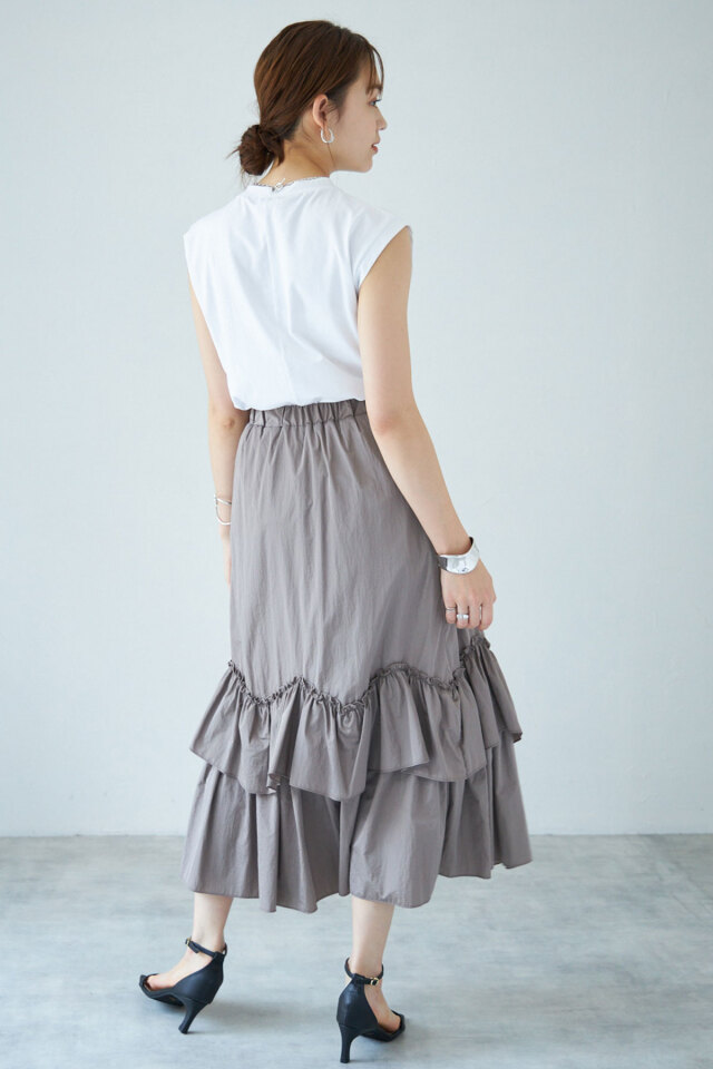 WEB限定】ギャザーフリルティアードスカート