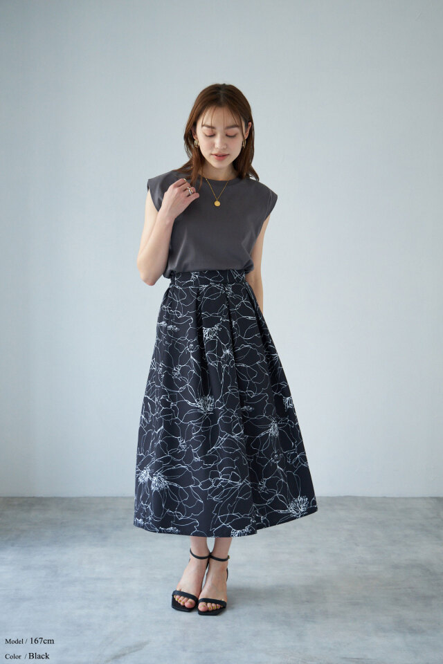 WEB限定】ラインフラワースカート