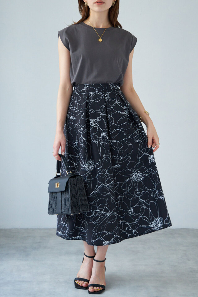 （残りわずか）The Row Fleur コットンAラインスカート Fleur コットンスカート ブラック – The Row