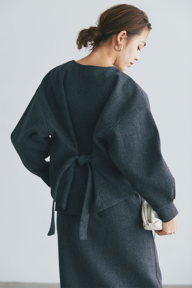 【WEB限定】メルトン後ろリボンプルオーバー