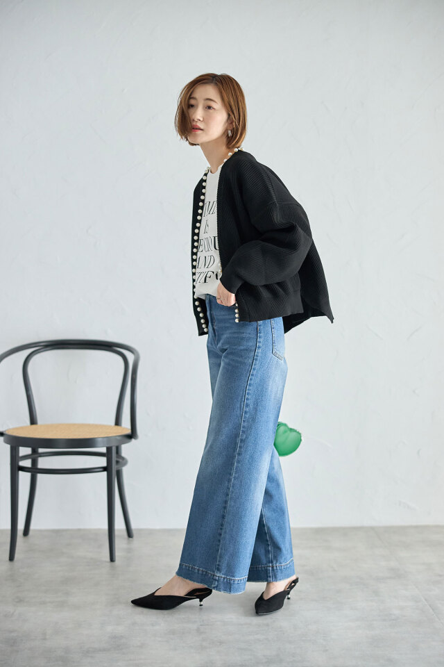 パール釦ダンボールカーディガン※一部店舗のみ入荷