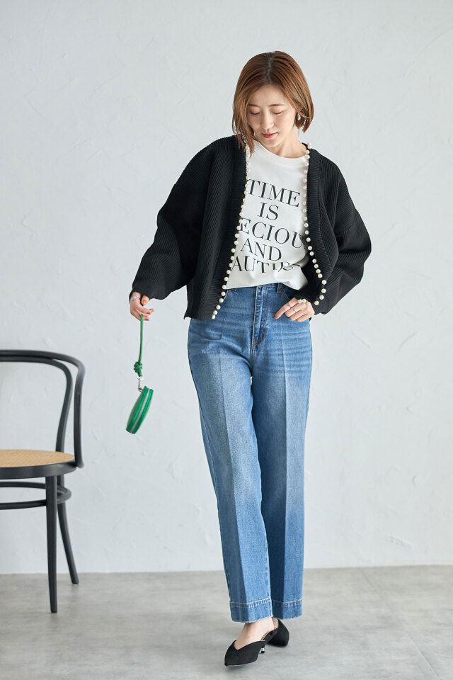 パール釦ダンボールカーディガン※一部店舗のみ入荷