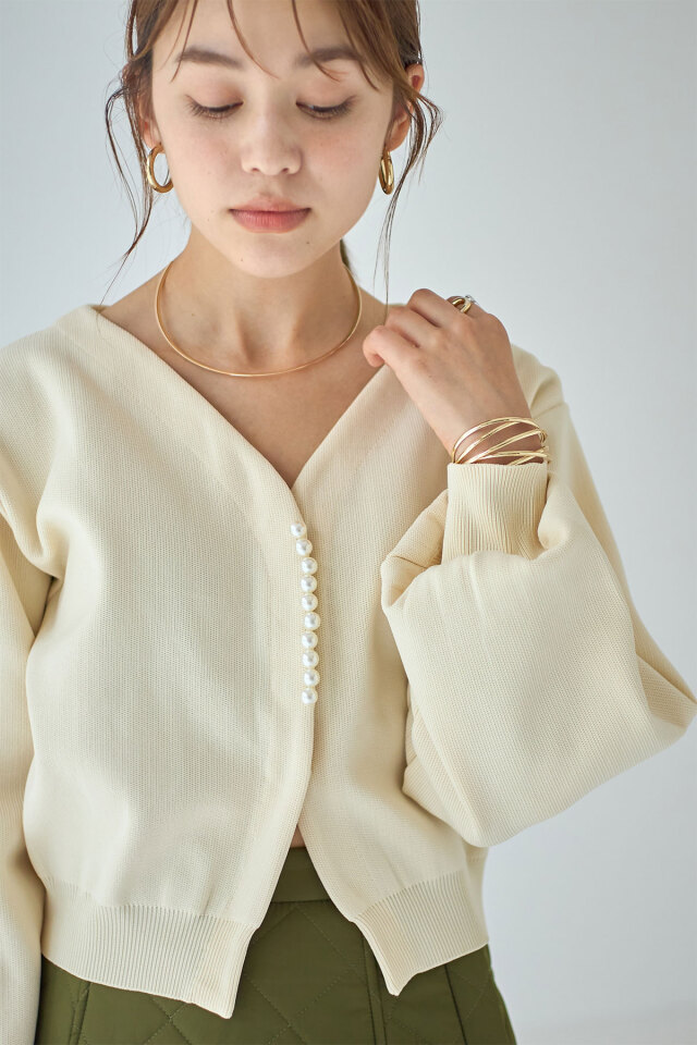 ラインヴァンド leinwande ボリュームスリーブカーディガン ラインパールボリュームスリーブカーディガン ※一部店舗のみ入荷