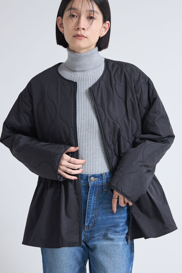 ペプラムキルティングショートコート
