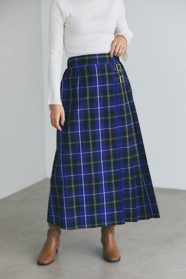 タータンチェックサイドプリーツスカート 