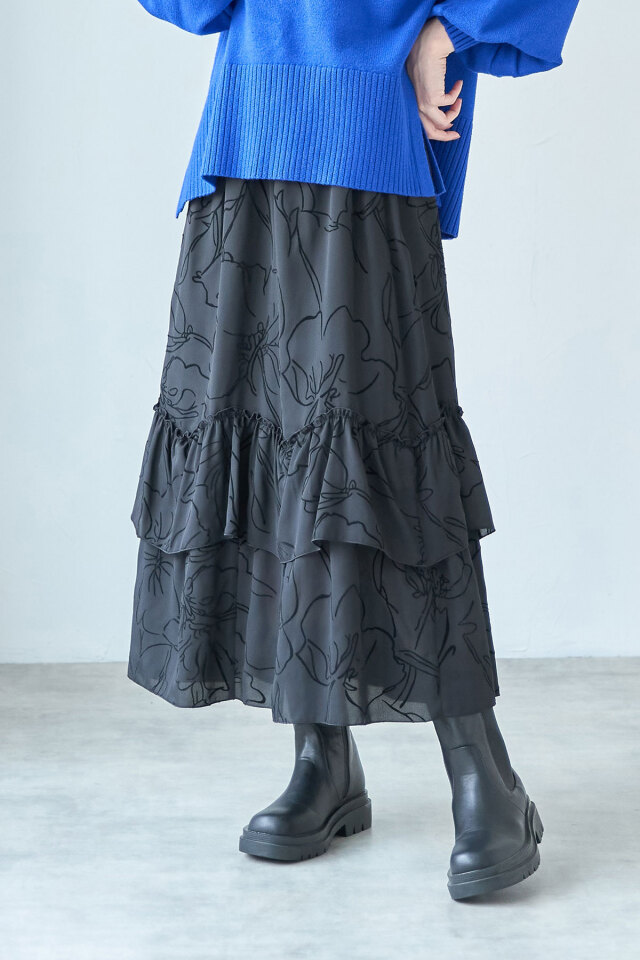 【SALE】【WEB限定】フロッキーラインフラワースカート＊SALE品につき返品/交換/注文確定後の変更キャンセル不可＊