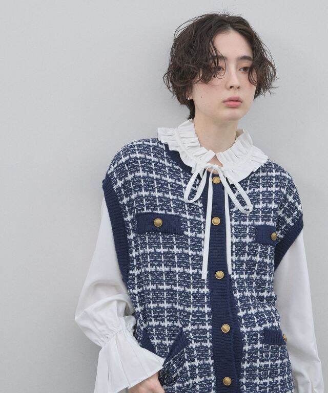 オフィシャルサイト限定】ミックスツイードニットジレ