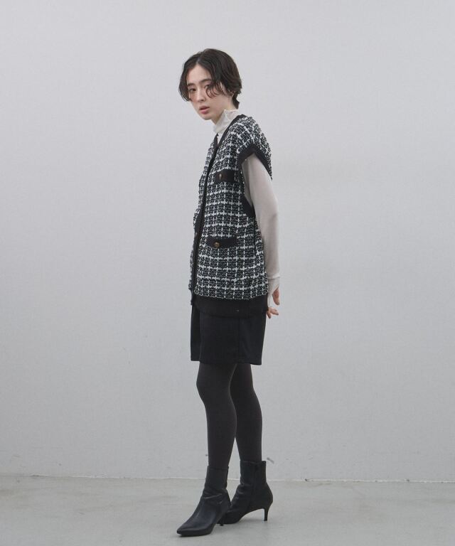 オフィシャルサイト限定】ミックスツイードニットジレ