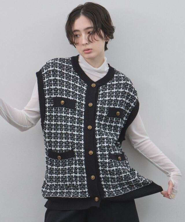 オフィシャルサイト限定】ミックスツイードニットジレ