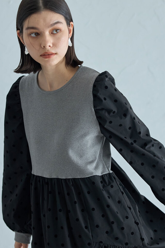 フロッキードットドッキングチュニック※一部店舗のみ入荷