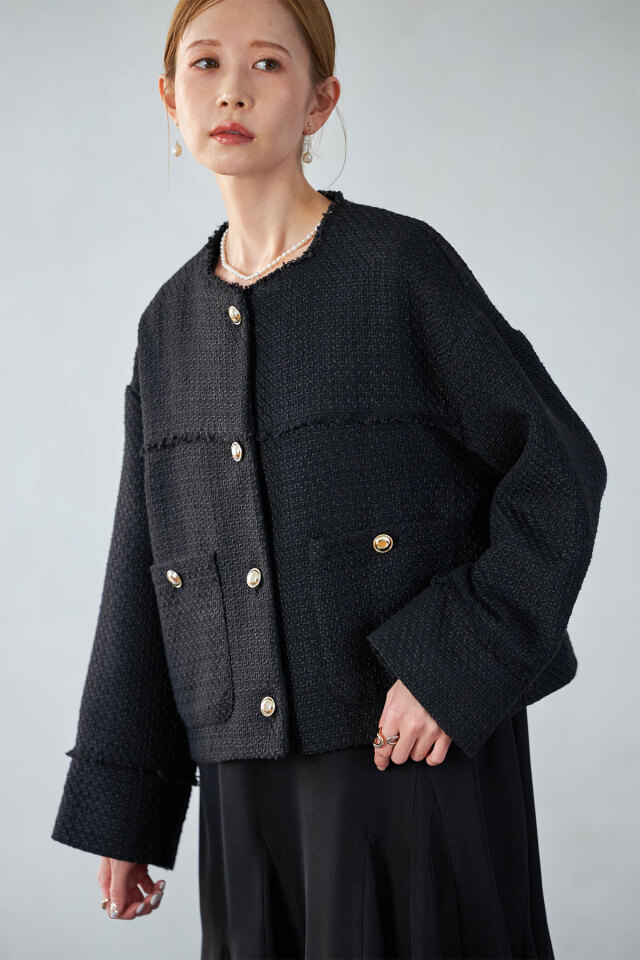 ノーカラーツイードジャケット※一部店舗のみ入荷