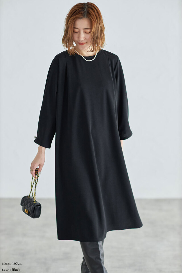 バックプリーツカットジョーゼットワンピース※一部店舗のみ入荷