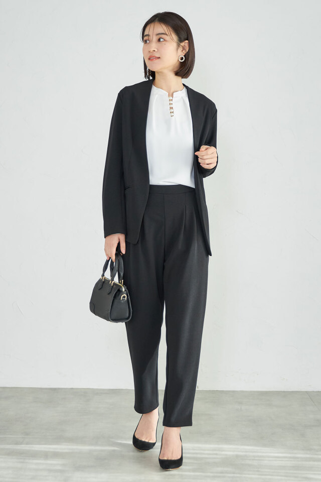 カットジョーゼットノーカラージャケット